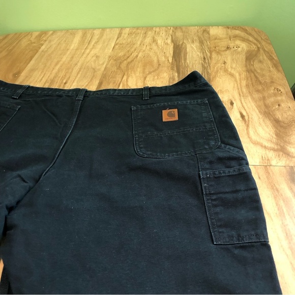 Carhartt Mens Black Denim Work Carpenter Pants Jeans 48x29.5 Dungaree Fit PICS - Picture 9 of 14